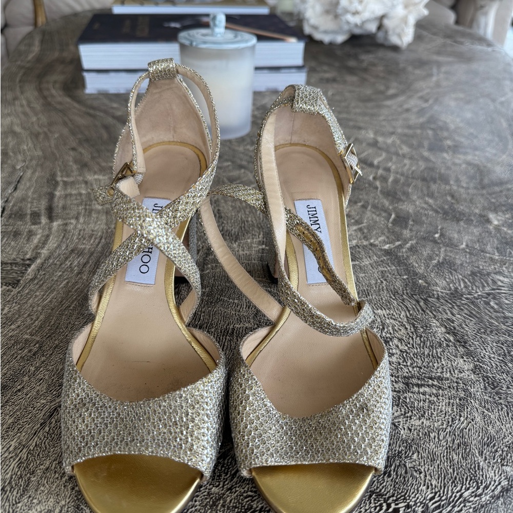 Jimmy Choo Glittering Gold Heels